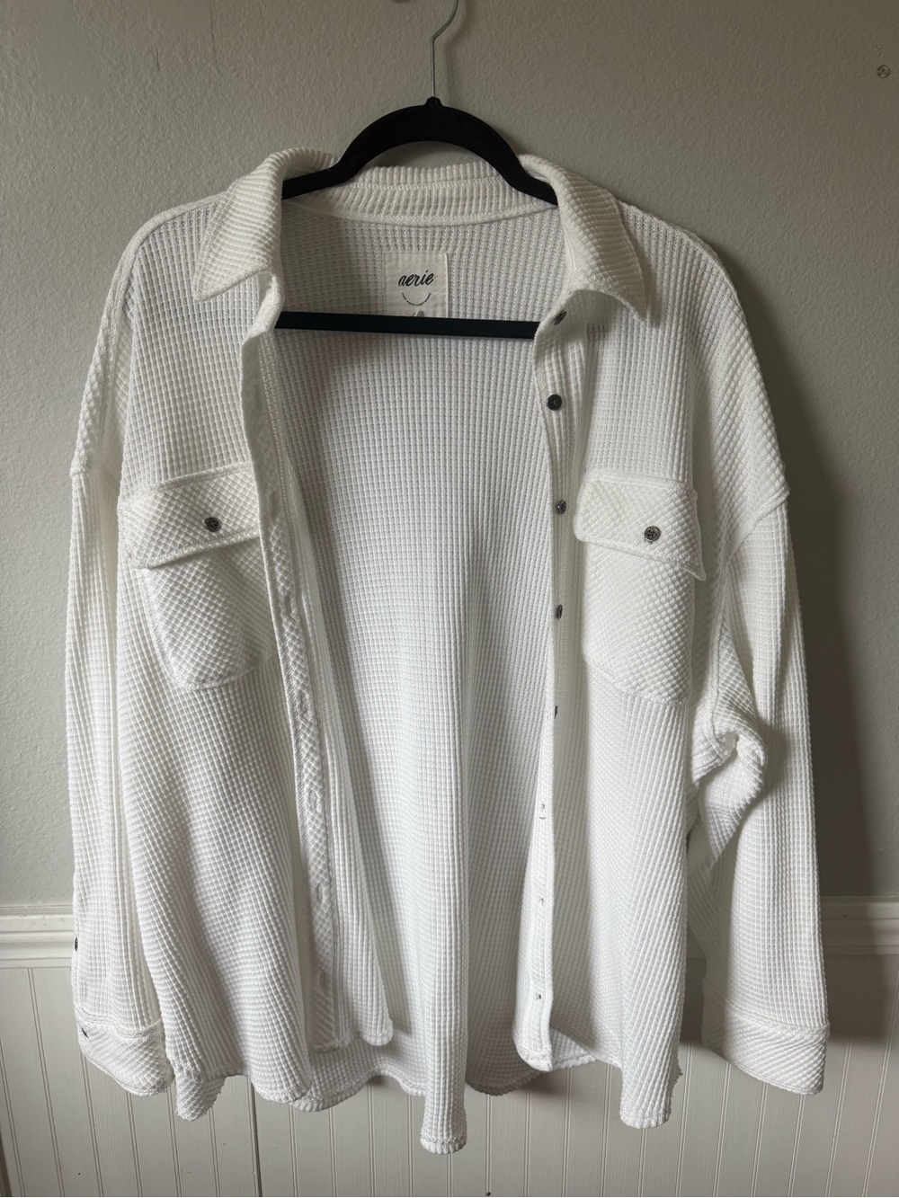 Aerie LumberJane White Waffle Overshirt shaket. Size S